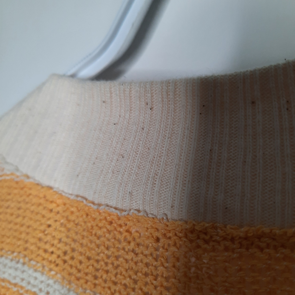 Zara Knit Sweater Vest VNeck Oversized Yellow Gold Cream Stripe Womens Size Sm - Picture 9 of 11